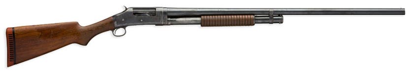 The Winchester Model 1897 pump action shotgun. 