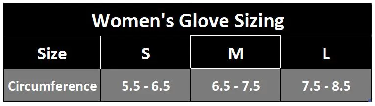 Womens Glove Size Chart