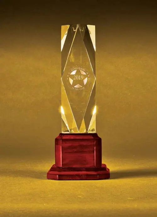 G&A Rifle of the Year crystal award on stand 2019