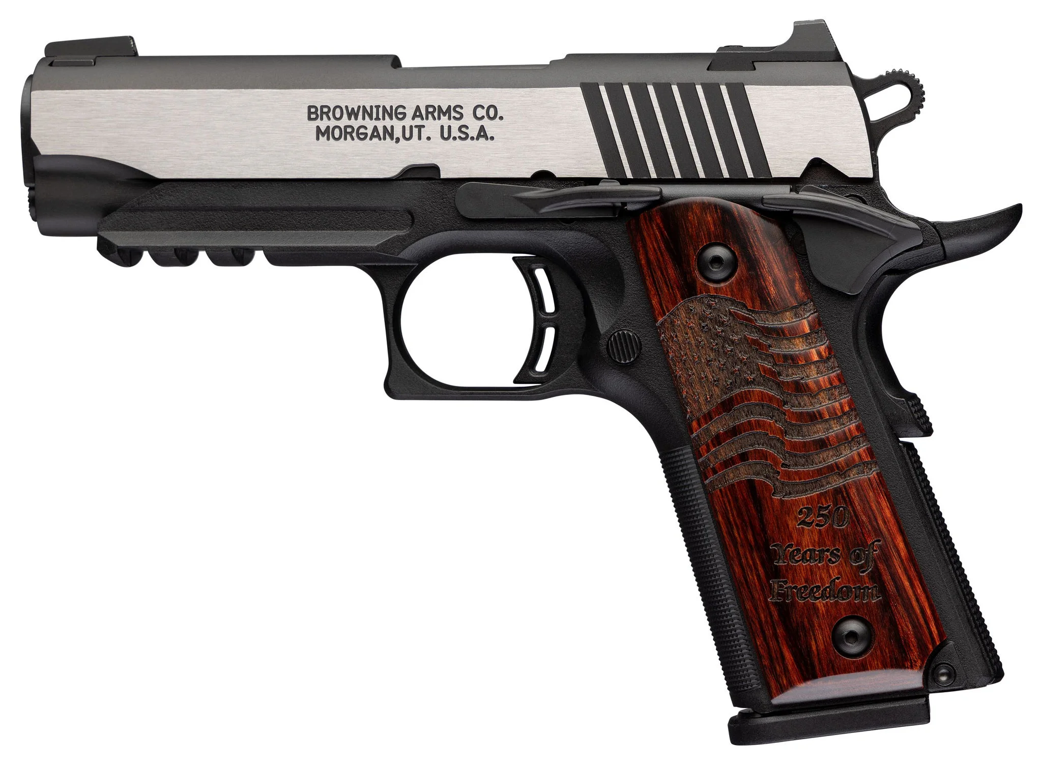 Browning 1911-380 BL Med 250 With Rail 4 1/4 in. – Reliable Pistol 7 Browning 1911-380 Black Label Medallion 250 with Rail Compact, detail view