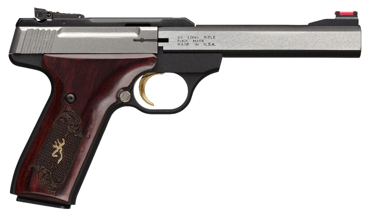 Browning Buck Mark Medallion Rosewood 22 LR 5 1/2 in. – Reliable Rimfire Pistol 5 Browning Buck Mark Medallion Rosewood, left side