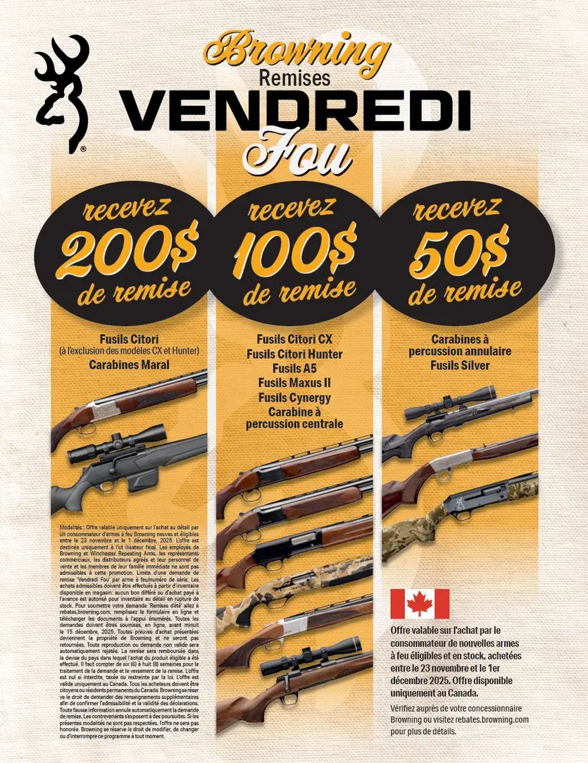 Black Friday Firearms Rebates - Canada - French