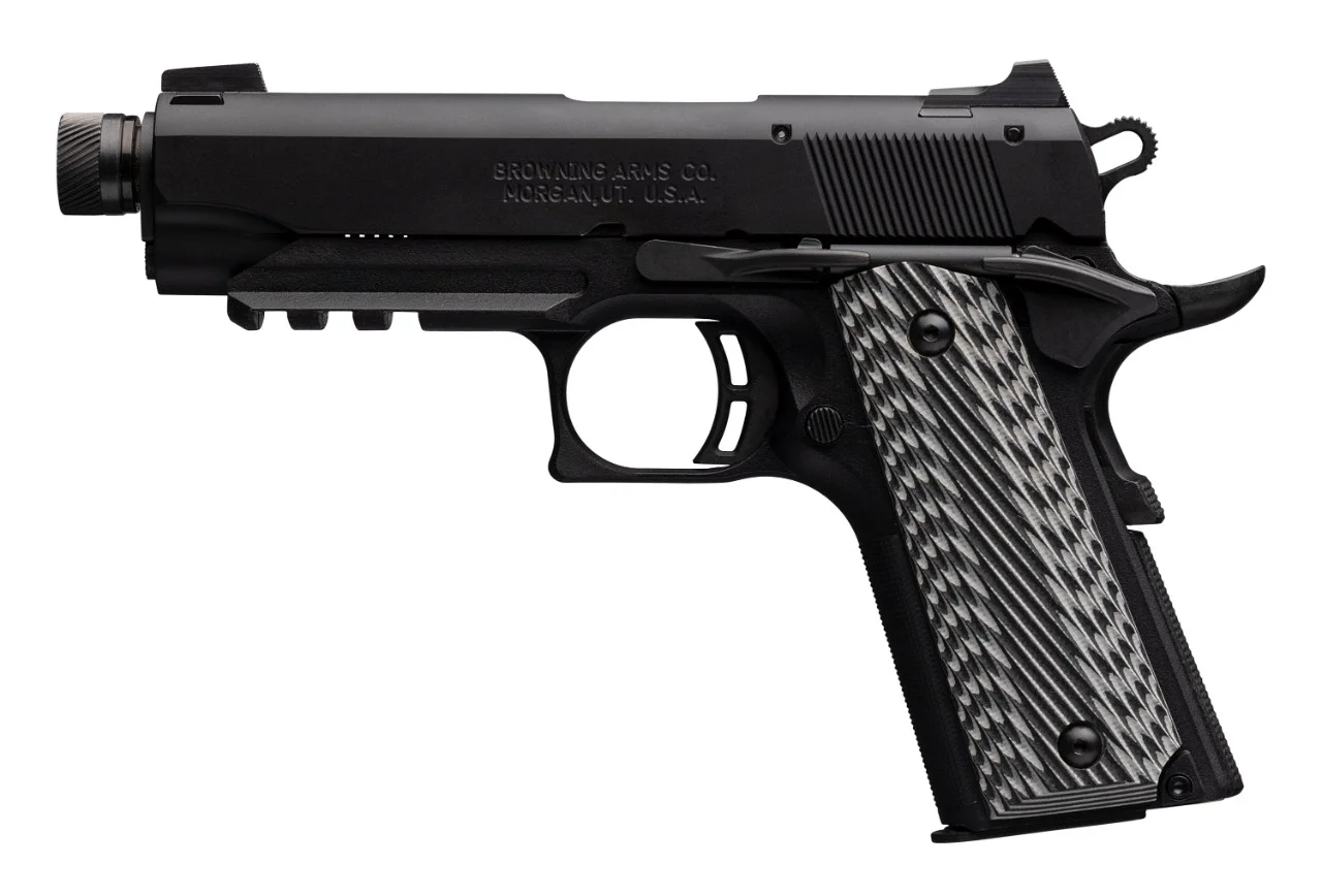 Browning 1911-22 Compact SR Rail 22 LR 4 1/4 in. – Superb 1911 Style Pistol 5 Browning 1911-22 Black Label Compact Suppressor Ready with Rail, other side