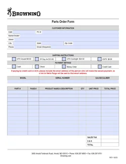 Parts Order Form