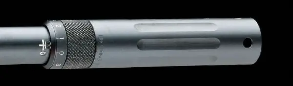 BOSS CR on end of rifle barrel.