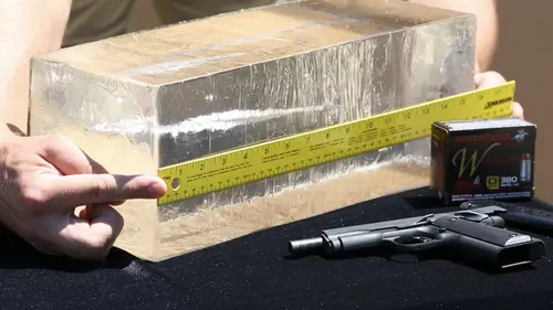 Browning 380 Gel Block penetration test with Winchester ammunition.