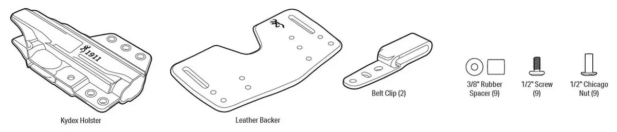 1911-22 and 1911-380 Hybrid Leather Holster Parts