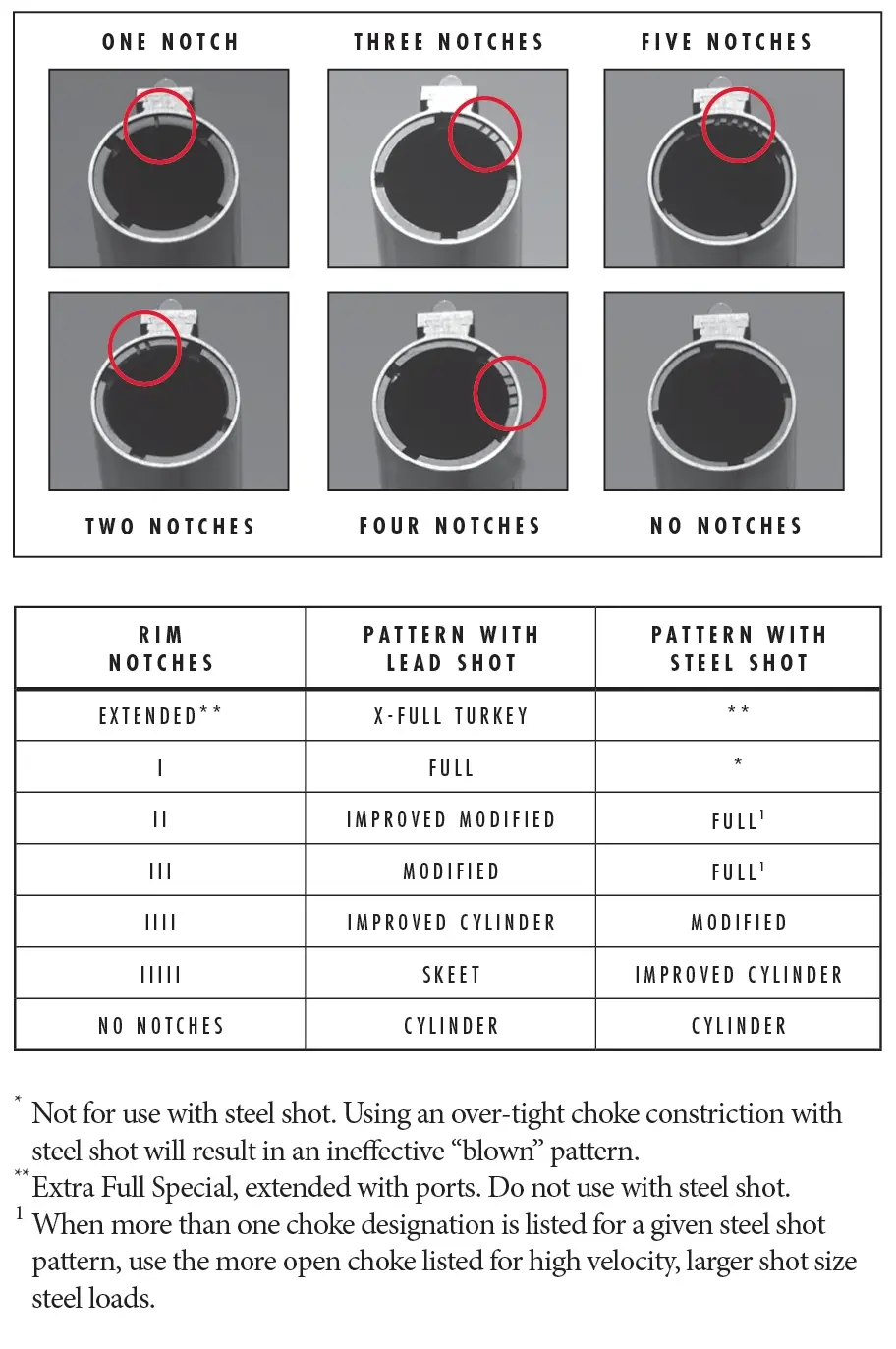 Invector chart and notch images