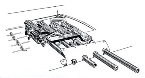 Diagram of M2 machine guns mounted in P-47 wing.