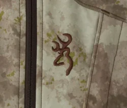Buckmark logo on jacket.