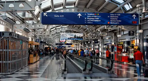Inside Chicago’s sprawling and always busy O’Hare Airport. Chicago’s O’Hare Airport photo.