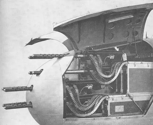 B-25s were fitted with Browning 50s and .30s machine guns. 