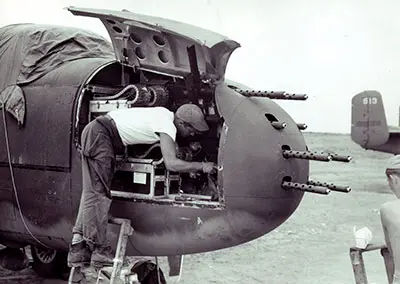 An American B-25 Mitchell with eight forward-firing Browning .50s 