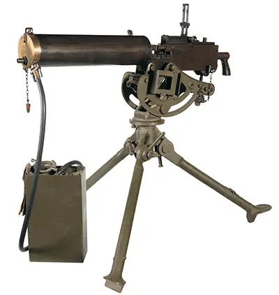 The Model 1917 Browning machine gun on a Model 1917 tripod. 