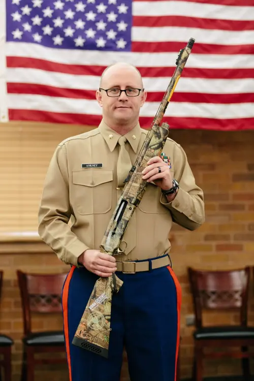 Major Peter Ankney with his new Silver semi-auto turkey shotgun.