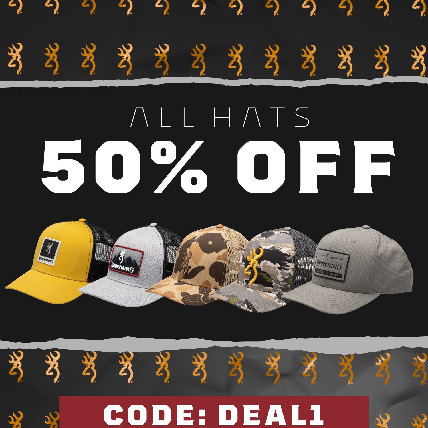50% Off All Headwear With Code DEAL1