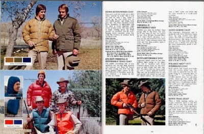 1978 Browning catalog spread with hunting clothing.