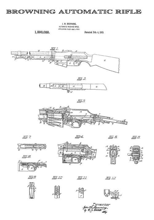 BAR semi-auto rifle patent drawings.