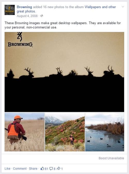 First post ever on the Browning Facebook page. 