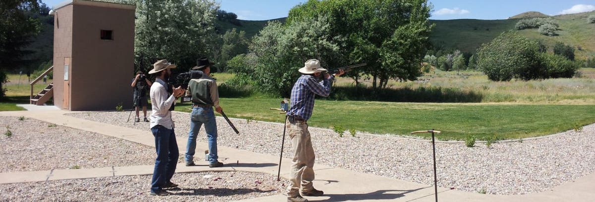 Unbranded trap shooting on Browning trap range.