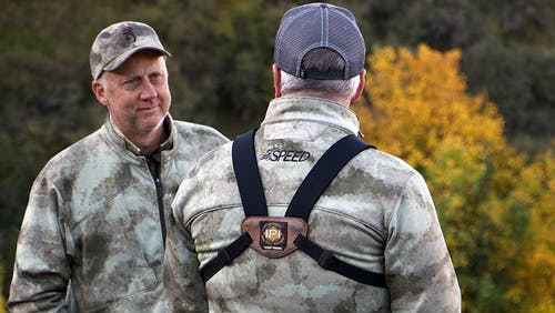 Two hunters wearing Hell’s Canyon Speed hunting clothing.