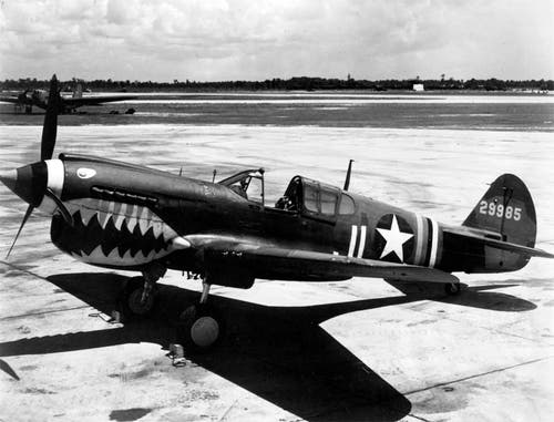 The American Curtiss P-40 fighter was equipped with six .50 caliber Browning machine gun.
