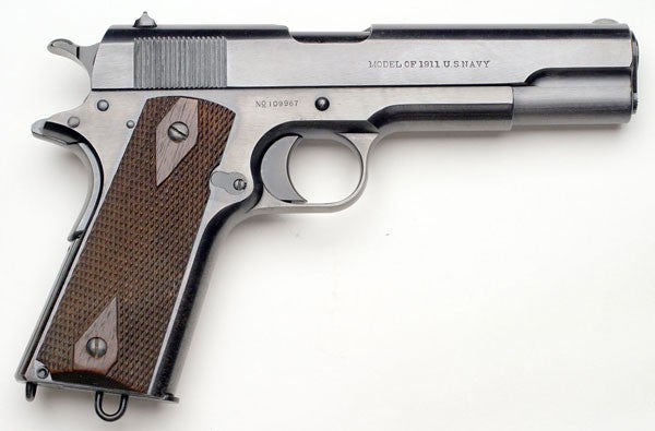 John M. Browning’s Model 1911 .45 automatic pistol remained the standard US Navy sidearm until the mid-1980s.