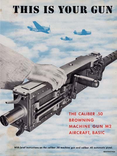 Cover of instruction service manual for aircraft-mounted M2 class machine guns. 