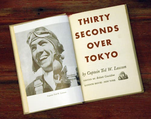 The title page of a 1943 wartime edition of Thirty Seconds Over Tokyo by Ted Lawson.
