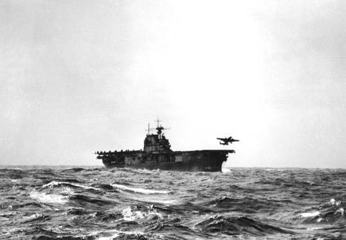 LTCOL Doolittle pilots the first B-25 launched off the USS Hornet. 