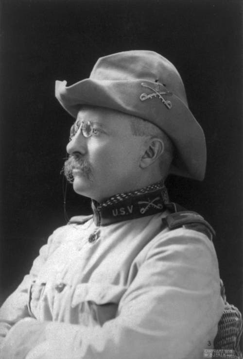 Lt. Col Theodore Roosevelt of the 1st US Volunteer Cavalry Regiment in 1898. 