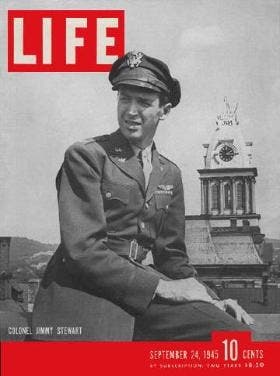 Col. Jimmy Stewart on LIFE magazine cover in 1945.