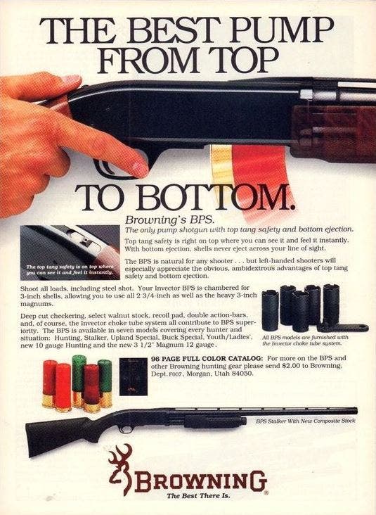 BPS the best pump shotgun top to bottom ad 1989