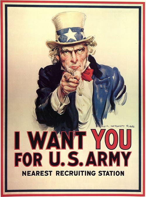 WWI American recruiting poster by illustrator James Montgomery Flagg