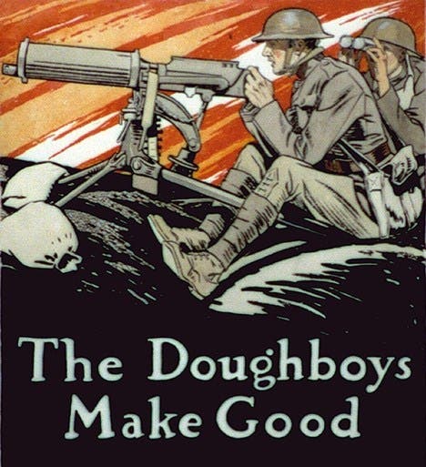 An American morale poster from the WWI era showing a somewhat stylized Model 1917. 