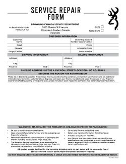Service Repair Form for Browning products – Browning Canada Sports Ltd/Ltee