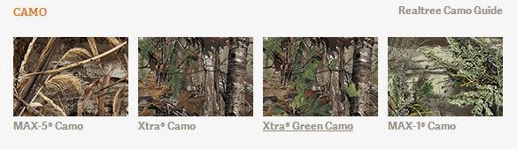 Realtree camo pattern swatches.