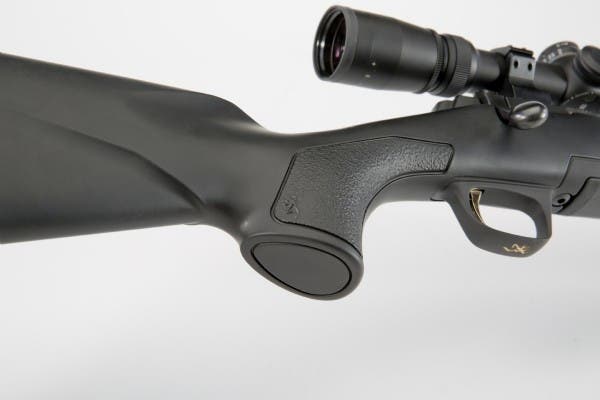 Pistol grip area of a Composite Stalker X-Bolt rifle.