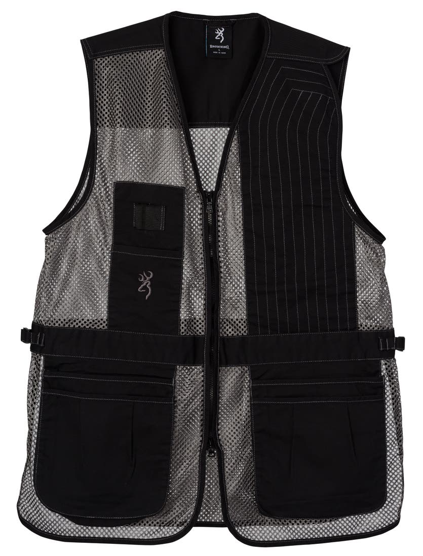   Trapper Creek Mesh Shooting Vest, Black/Gray Left-hand
