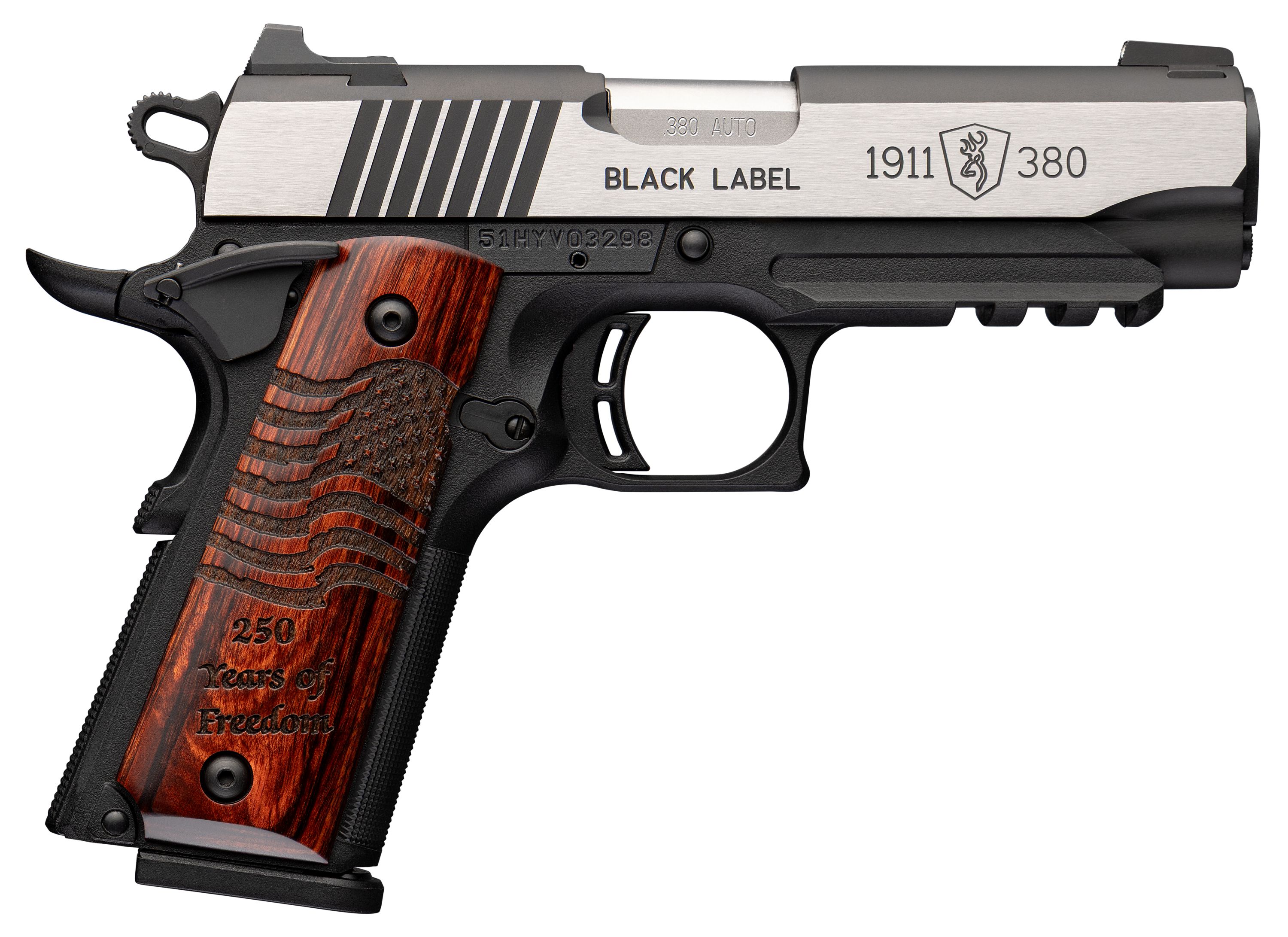 Browning 1911-380 Black Label Medallion 250 with Rail Compact – gyári modellkép