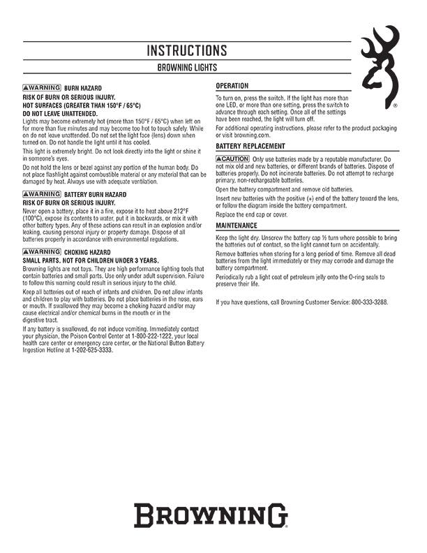 Alkaline Battery Flashlight Instruction Sheet