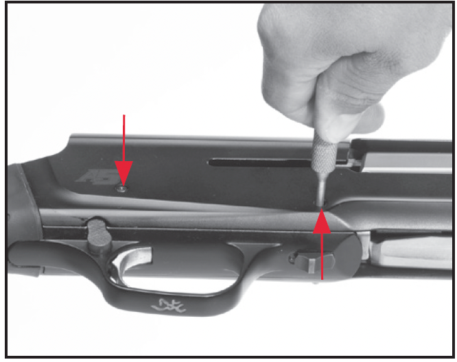 Push the trigger group pins through the receiver.