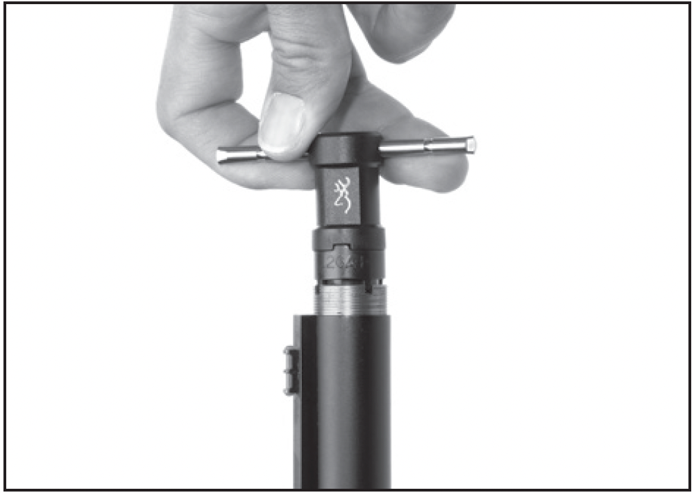Use the choke tube T-Wrench to remove and install the choke tube in the barrel.