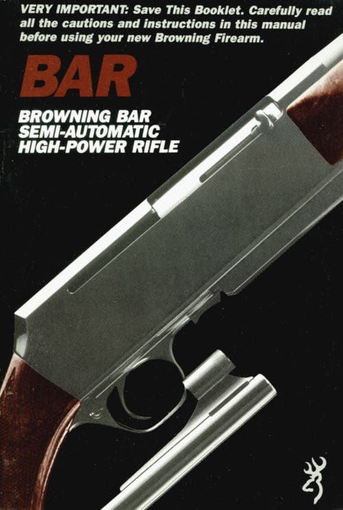 Browning BAR (Pre-1993) Semi-Auto Rifle Owner's Manual Cover