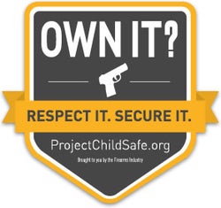 Own it. Respect it. Secure it. Project Childsafe logo and link. 